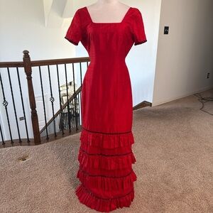 Chic Red Tiered Maxi Dress